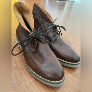 Brown leather ankle boots